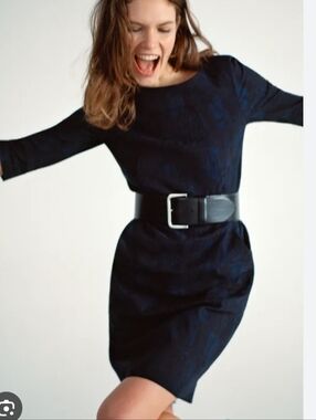 M.M. Lafleur Etsuko Black Blue Patterned Sheath Dress Size 4